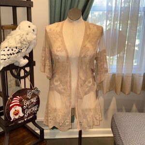Kohl's Tan Lace Kimono - Size S/M